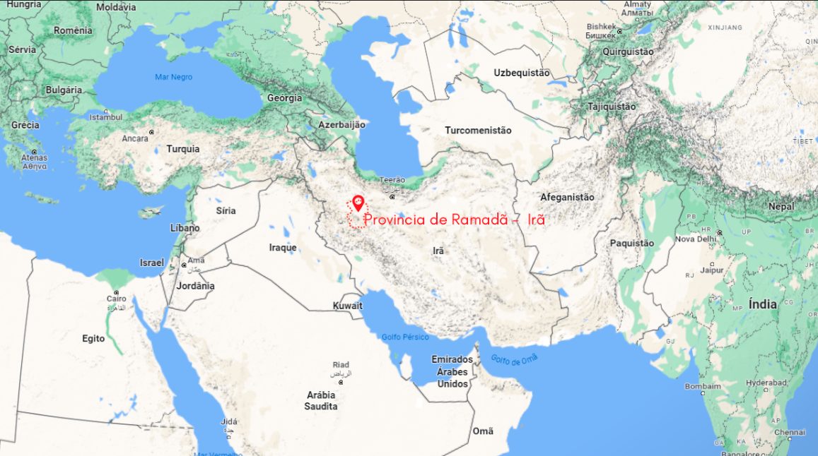 Mapa de localização da província de Hamadã no Irã. — Fonte: Google Maps.